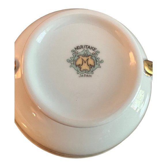 Vintage Noritake 2 handle Soup Cup and Saucer Floral Pattern Gold Trim Japan - Picture 9 of 9
